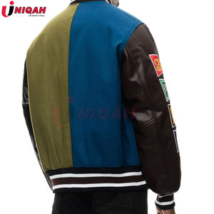 เสื้อแจ็กเก็ตมหาวิทยาลัยสำหรับผู้ชายแขนหนังพิมพ์ลายพิมพ์ซับลิเมชันการออกแบบเบสบอลสำหรับฤดูหนาวเสื้อบอมเบอร์ไฮสตรีท - Product Image 5