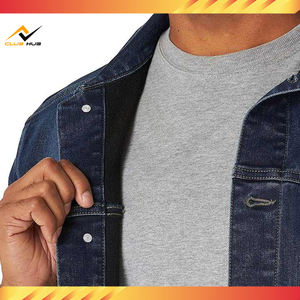 แจ็คเก็ตยีนส์กันน้ำสำหรับผู้ชาย สไตล์ไฮสตรีท ขี่มอเตอร์ไซค์ ลำลอง  พร้อมโลโก้ด้านหน้า ปรับแต่งได้ ผลิตในปากีสถาน - Product Image 6