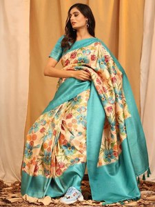 Magnifique sari en soie numérique imprimé Kanchipuram Pattu pour femmes pour les occasions de fête Design réversible - Product Image 3