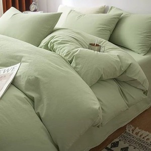 Juego de ropa de cama comercial transpirable 100% sábanas de algodón orgánico Juego de cuatro piezas de alta calidad y diseño simple Artículo caliente de Vietnam - Product Image 3