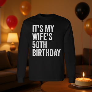 Maglietta a maniche lunghe per il cinquantesimo compleanno della mia moglie, ideale come regalo promozionale - Product Image 3