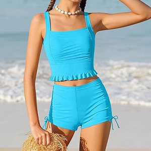 Conjunto de Top y Shorts de Baño para Mujer, Ajuste Cómodo, Tejido Transpirable, Ideal para Actividades Acuáticas - Product Image 2