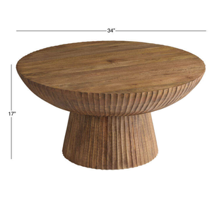 Modern round coffee <b>table</b> made of premium solid teak wood <b>with</b> a round shape that can be used in the dining room. - Product Image 5