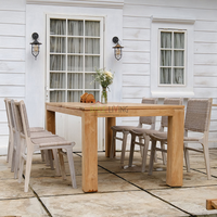Vente flash - Ensemble table et chaises à manger en teck pour 8 personnes - Design minimaliste moderne - Réglable - Fait à la main - Utilisation à domicile/appartement/villa/hôtel