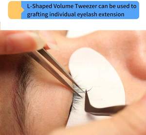 Pinzas de extensión de pestañas postizas de acero inoxidable negro Aplicadores de pestañas de precisión para extensiones y maquillaje - Product Image 6