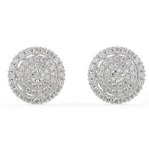 Silver Moissanite Diamond Stud <b>Earrings</b> Iced Out Round <b>Halo</b> Cluster Luxury Sparkling Stud <b>Earrings</b> For Women Gift - Product Image 1