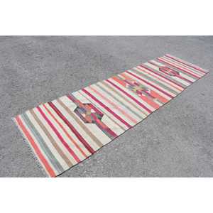 Turkish <b>Runner</b> Rug, 2.9x9.9 ft Vintage Rug, <b>Red</b> Wool Rug - Product Image 3
