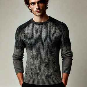 Suéter de Punto Trenzado Personalizado para Hombre, 100% Algodón, Estilo Cárdigan, Invierno, Estampado, Antiarrugas, Transpirable, Cuello Redondo, Otoño, ODM - Product Image 1