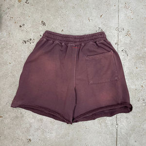 Short personnalisé pour hommes, poids lourd lavé à l'acide, streetwear vintage en détresse, jogging, sport, soleil, délavé, motif solide, tissé décontracté - Product Image 2