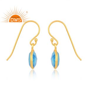 Meilleure vente de boucles d'oreilles en argent sterling plaqué or 18 carats avec pierres précieuses turquoise Demi Fine Jewelry Manufacturer - Product Image 3