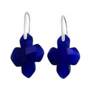 Boucles d'oreilles en forme de trèfle en argent Sterling 925 avec pierre de calcédoine bleue, nouvel arrivage - Product Image 1