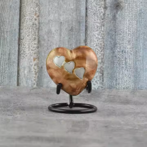 Urne funéraire élégante souvenir 2025 émail marron imprimé graver à la main coeur métal souvenir coeur support à prix abordable - Product Image 1