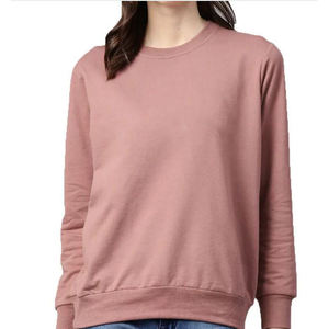 Women's New <b>Sweatshirts</b> Solid Color 100% Cotton Breathable Anti-Wrinkle Winter Autumn Girl Clothing Girls Top Selling <b>Pink</b> - Product Image 2