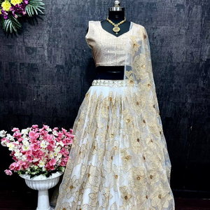Nouveau concepteur lourd doux Net Lehengas Choli avec broderie Séquence travail pour tenue indienne et pakistanaise vêtements - Product Image 2