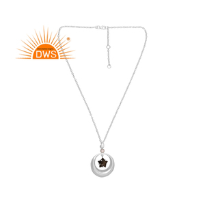 สร้อยคอจี้อัญมณีออบซิเดียนสีเงินสเตอร์ลิงสีทองมุกธรรมชาติผู้ผลิตเครื่องประดับตามสั่ง - Product Image 1