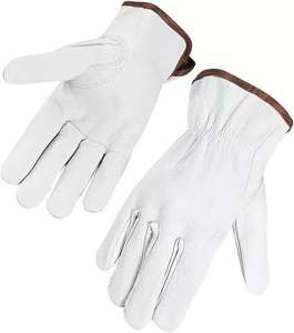 Guantes de cuero de piel de cabra Conductores de seguridad laboral Durable Color blanco Guantes de trabajo de cuero de alta calidad para hombres - Product Image 2