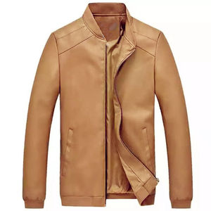 Veste en cuir PU unisexe personnalisable, sans col, imperméable, respirante, design vintage, vêtements de travail, hiver - Product Image 5