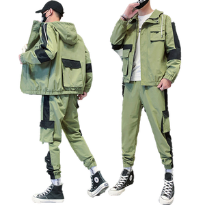 Ensemble de vêtements de sport décontractés pour hommes grande taille, avec logo personnalisé, sweat à capuche zippé et pantalon de jogging, respirant, écologique, réversible, idéal pour l'été - Product Image 1