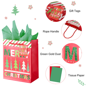 Juego de Bolsas de Regalo Navideñas de Cartón Personalizadas con Diseños Variados, Impresión Digital y Asas de Cuerda de Algodón para Recuerdos de Fiesta y Envoltura de Regalos - Product Image 4