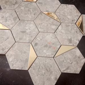 Texturedsymphony กระเบื้องโมเสกหกเหลี่ยม73มม. ทนทานสูงสำหรับพื้นที่ค้าปลีก260x300mm ร้านบูติก - Product Image 6