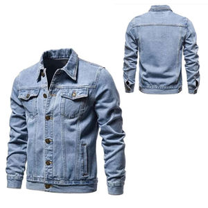 Primavera y otoño nueva tendencia de estampado Hip Hop Casual conjunto de Jean para hombre con chaquetas de mezclilla con mangas completas y acanalado áspero - Product Image 6