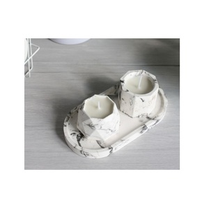 Bougeoir vintage en marbre gris Bougeoir photophore de qualité de luxe Accessoires d'éclairage Bougeoir en marbre au meilleur prix - Product Image 2