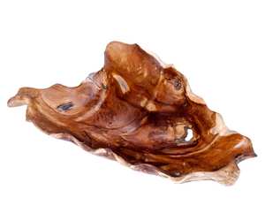 Bol en bois de teck racine de feuille en bois bol de décoration fait à la main - Product Image 2