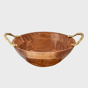 Admirable Design Table Top Wooden <b>Bowl</b> with Metal Handle Creative Home Decor Wooden <b>Bowl</b> Hotel Supplies In Affordable Price - Product Image 4