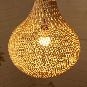 Lámpara colgante de mimbre rústica moderna antigua, opción superior para la decoración del hogar del cielo, iluminación colgante en forma de cebolla de Bambú - Product Image 6