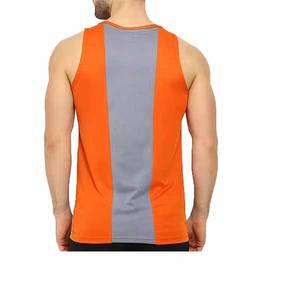 Nuevo Diseño, Venta al por Mayor, Ropa Deportiva, Camiseta sin Mangas de Punto de Corte Regular para Hombre, Color Naranja, Secado Rápido, Transpirable, Estilo Urbano - Product Image 4
