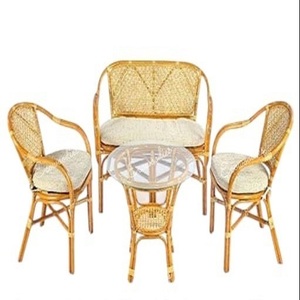 Sofá de mimbre tejido a mano de mimbre de lujo, muebles de sofá de ratán y bambú, sillones y mesa de centro para el jardín del hogar, Juego de 4 - Product Image 4