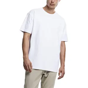 사용자 정의 디자이너 인쇄 드롭 어깨 티셔츠 100% 코튼 헤비급 대량 빈 높은 목 특대 남성 o-넥 티셔츠