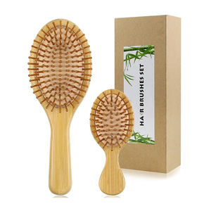 Custom Logo Eco-Friendly Bamboo <b>Hair</b> <b>Brush</b> and Comb Sustainable Anti-Tangle <b>Wooden</b> - Product Image 1
