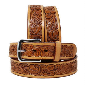 Luxury Tan Genuine Western Leather Tooling <b>Belt</b> Hand Carved Embossed Stylish <b>Men's</b> Tooling <b>Cowboy</b> <b>Belt</b> With Alloy Buckle - Product Image 1