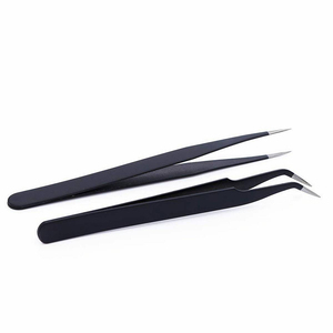 Pinzas de extensión de pestañas New Wave con logotipo privado con embalaje Kit negro Pinzas Certificado CE ISO - Product Image 1