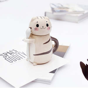 Kawaii lusso a forma di gatto porcellana zuccheriera con coperchio cucchiaio per ristoranti matrimoni natale Halloween uso cucina decorativa - Product Image 6