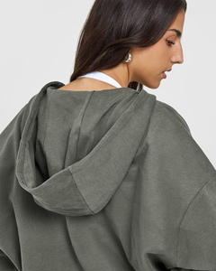 Sudadera con capucha con cremallera gráfica para mujer de color caqui oscuro Premium personalizada, sudaderas con capucha transpirables y antiarrugas para mujer, sudadera con cremallera de entrenamiento - Product Image 5