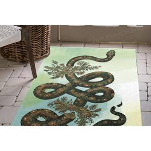 Alfombra con Estampado de Serpiente Floral - Alfombra Moderna con Diseño Animal, Alfombra de Chenilla - Product Image 2