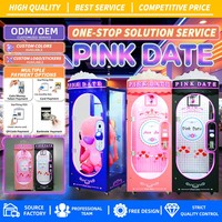 Machine à griffes à monnayeur pour jeu de découpe de corde, avec jouet géant en peluche d'ours en plastique personnalisable, rose, avec lumière clignotante