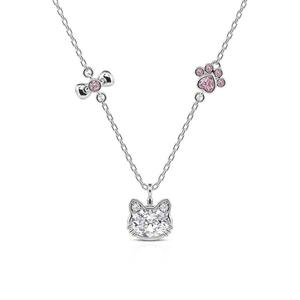 Collier pendentif chat Jeulia Fashion avec empreinte de patte et nœuds - Product Image 1