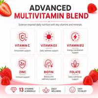 Gommes multivitaminées à la pectine standardisée pour adultes, saveur fraise, haute biodisponibilité, vitalité quotidienne, améliore l'immunité, 2
