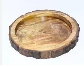 Assiette de service en bois de manguier artisanal plateau à Dessert rustique assiette à thé café plateau en bois plateau de service plateau de nourriture fini brun - Product Image 2