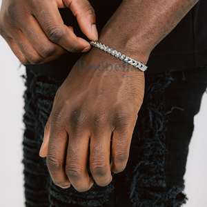 6mm <b>925</b> Sterling <b>Silver</b> Plated Moissanite Cuban Link <b>Bracelet</b> and Bangles Franco Style Jewelry for <b>Men</b> - Product Image 2