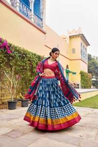 BATICKA Dola Lehenga Choli en soie indienne, réversible, coupe ample, toutes saisons, élégant, vêtements de mariage pakistanais - Product Image 2