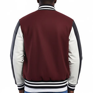 Veste universitaire en toile imperméable à capuche de haute qualité OEM, coupe ample, panneaux de manches bicolores, style hip-hop, tendance - Product Image 5