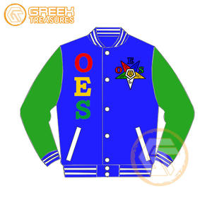 Customized Order Eastern <b>Star</b> Cotton Fleece Embroidered Varsity <b>Jacket</b> OES Breathable Quick Dry Zipper Closure Stand Women's - Product Image 4