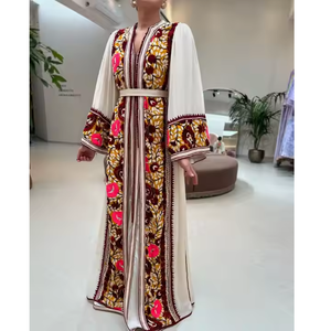 Kaftan traditionnel marocain en soie 100% premium, longueur au sol, sans manches, broderie, modestie, vintage, écologique, pour les fêtes - Product Image 3