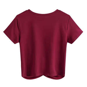 Conception personnalisée de haute qualité sweats vierges Fitness femmes haut court Gym manches courtes t-shirts - Product Image 2