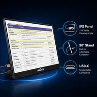 Moniteur portable IPS 15,6 pouces 1080p avec écran USB C et support réglable à 90 degrés pour téléphone portable et jeux