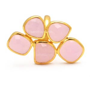 Nouveauté, bague pour homme en argent sterling 925 massif avec chalcédoine rose naturelle personnalisée, sertie de pierres précieuses multiformes, tendance, Sambhav - Product Image 2